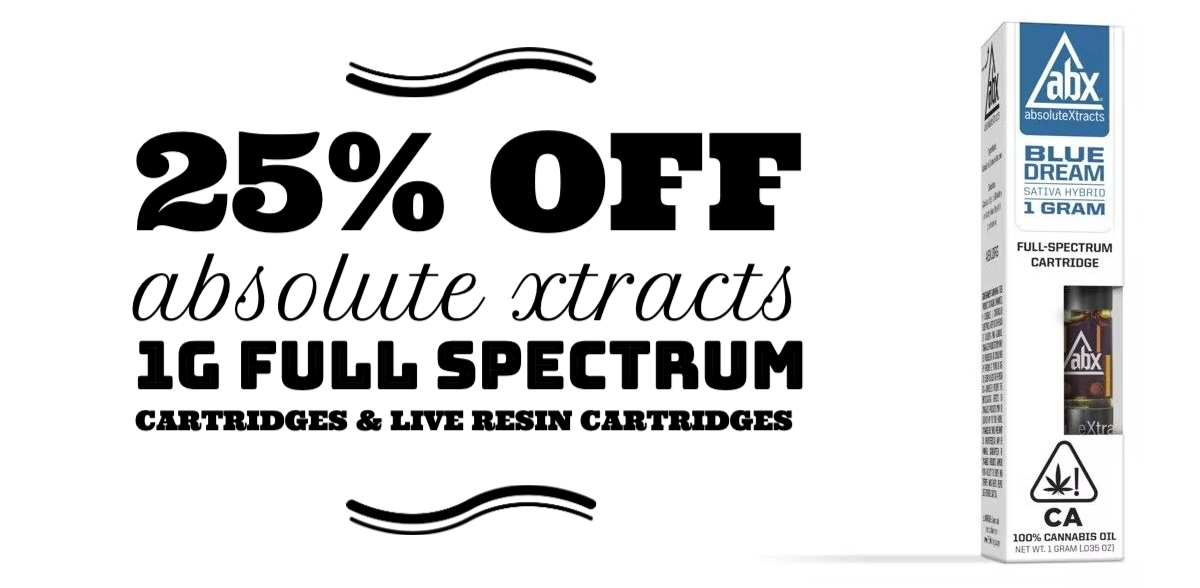 25% off Absolute Xtracts 1g Full Spectrum Cartridges & Live Resin Cartridges