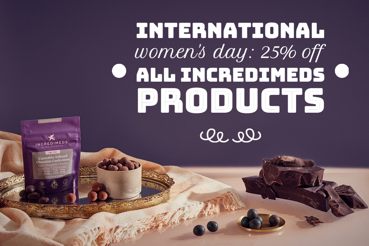 In celebration of International Women's Day on March 8, all IncrediMeds products are 25% off.