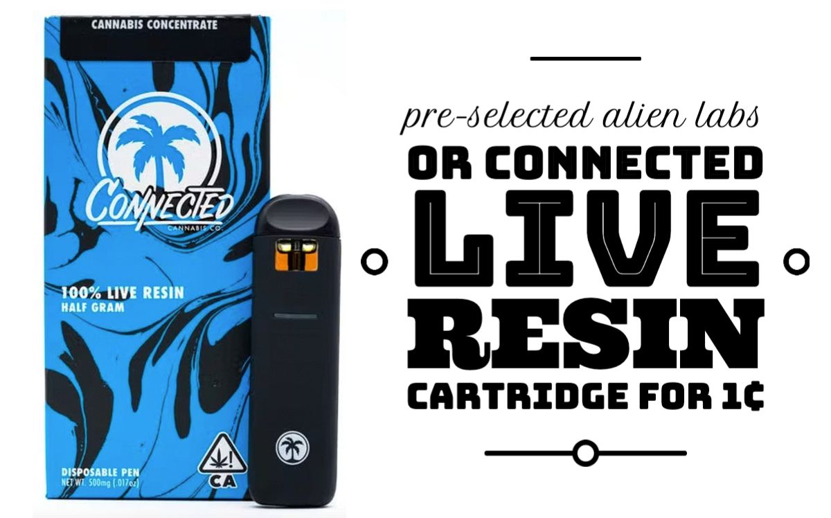 Pre-selected Alien Labs or Connected Live Resin Cartridge for 1¢