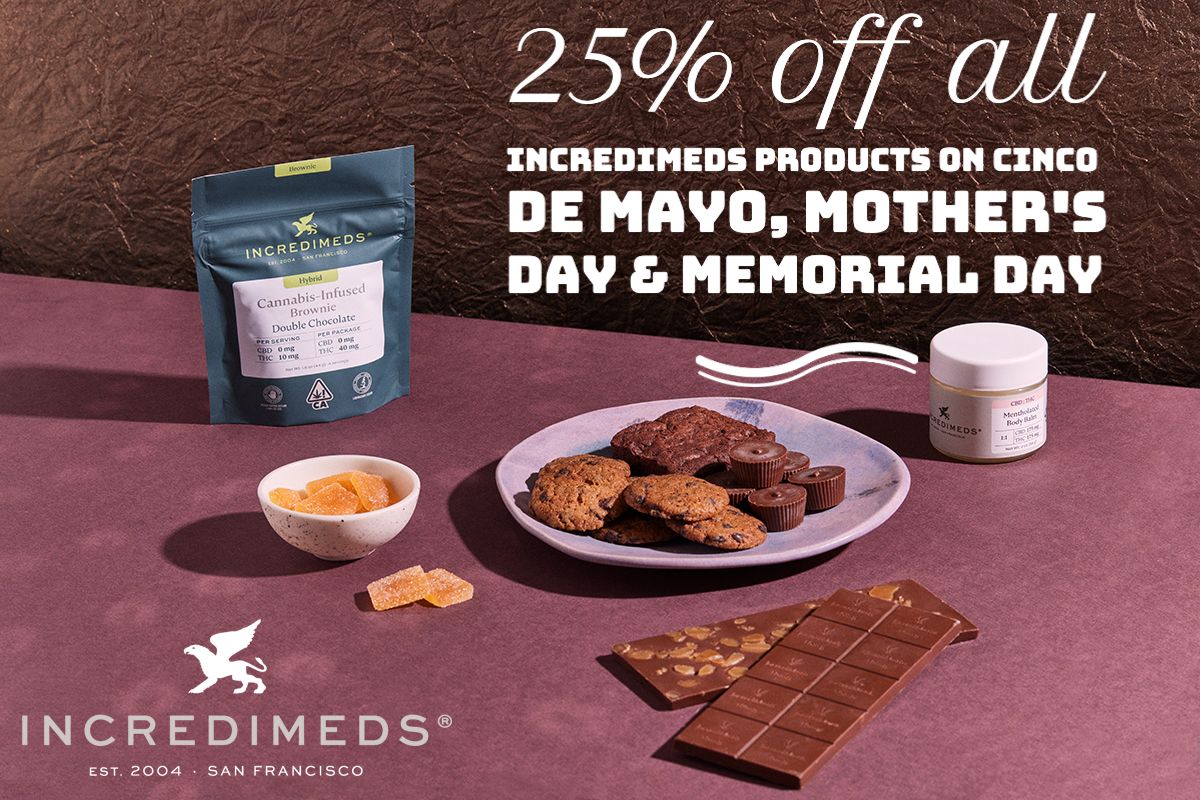 25% off all IncrediMeds products on Cinco de Mayo, Mother's Day & Memorial Day