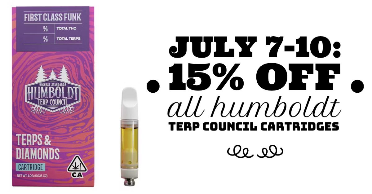 July 7-10: 15% off all Humboldt Terp Council Cartridges.