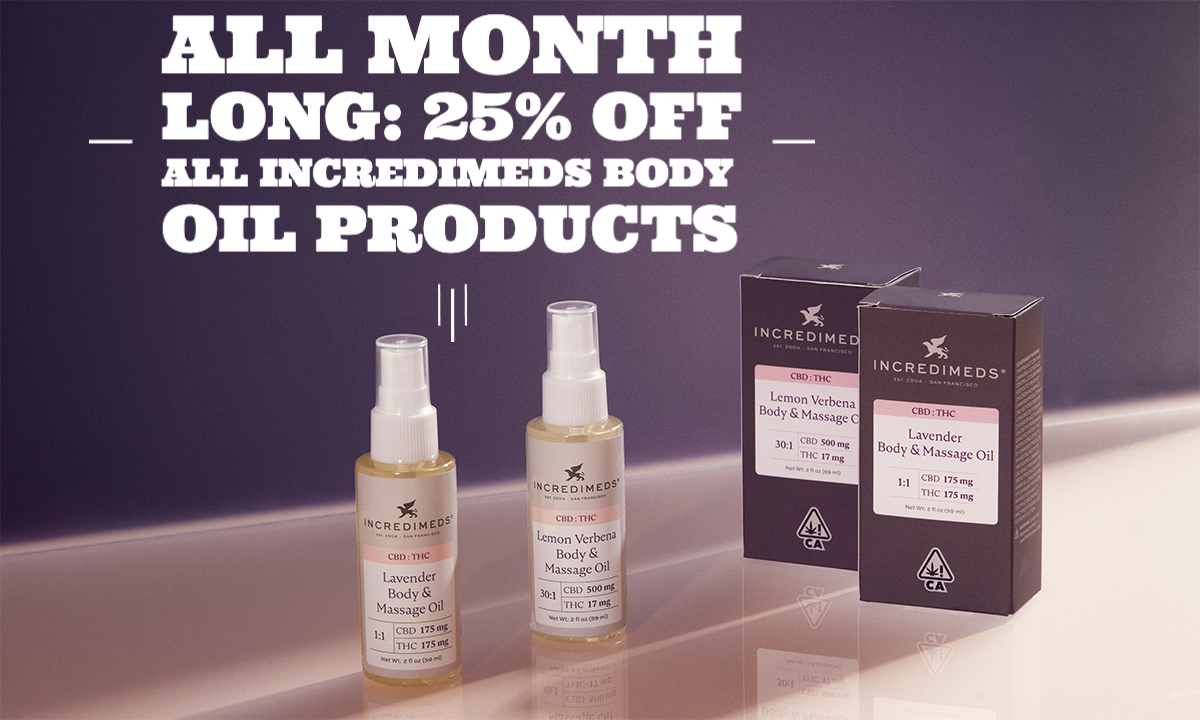 All Month Long: 25% off all IncrediMeds Body Oil Products