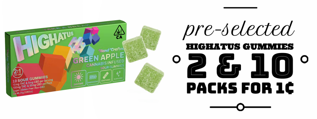 Pre-selected Highatus Gummies 2 & 10 Packs for 1¢