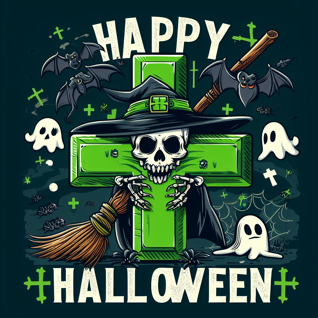 Happy Halloween Green Cross