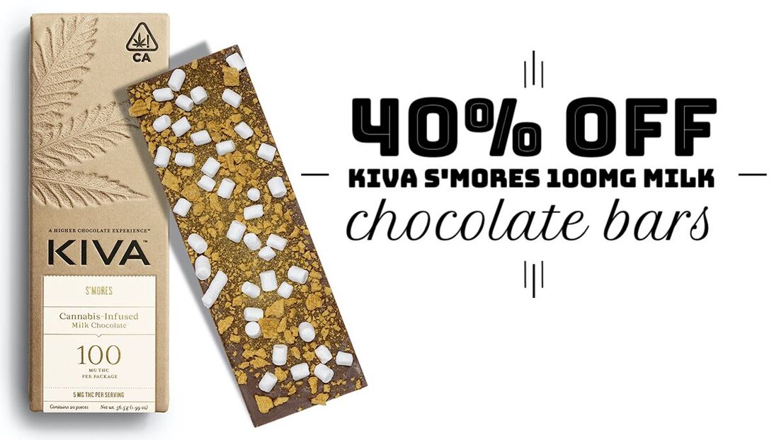 Kiva S'Mores 100mg Milk Chocolate Bars are 40% off.